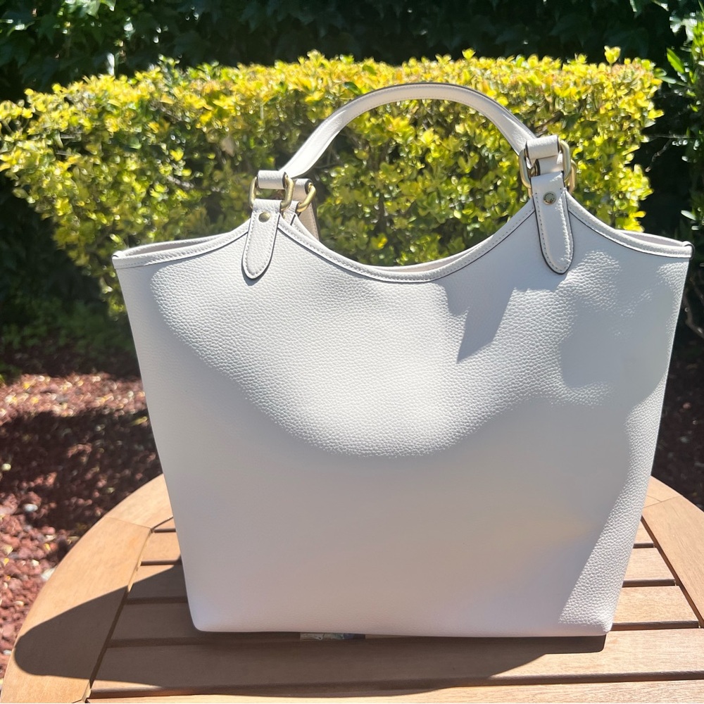 Coach White Leather Tote with Gold Accents - Picture 2 of 6